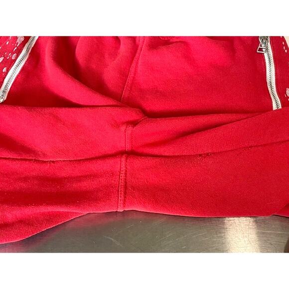 Nas'ii Red Sweats Track Suit Zipper Paint Splatter Streetwear Size Med - Picture 15 of 15